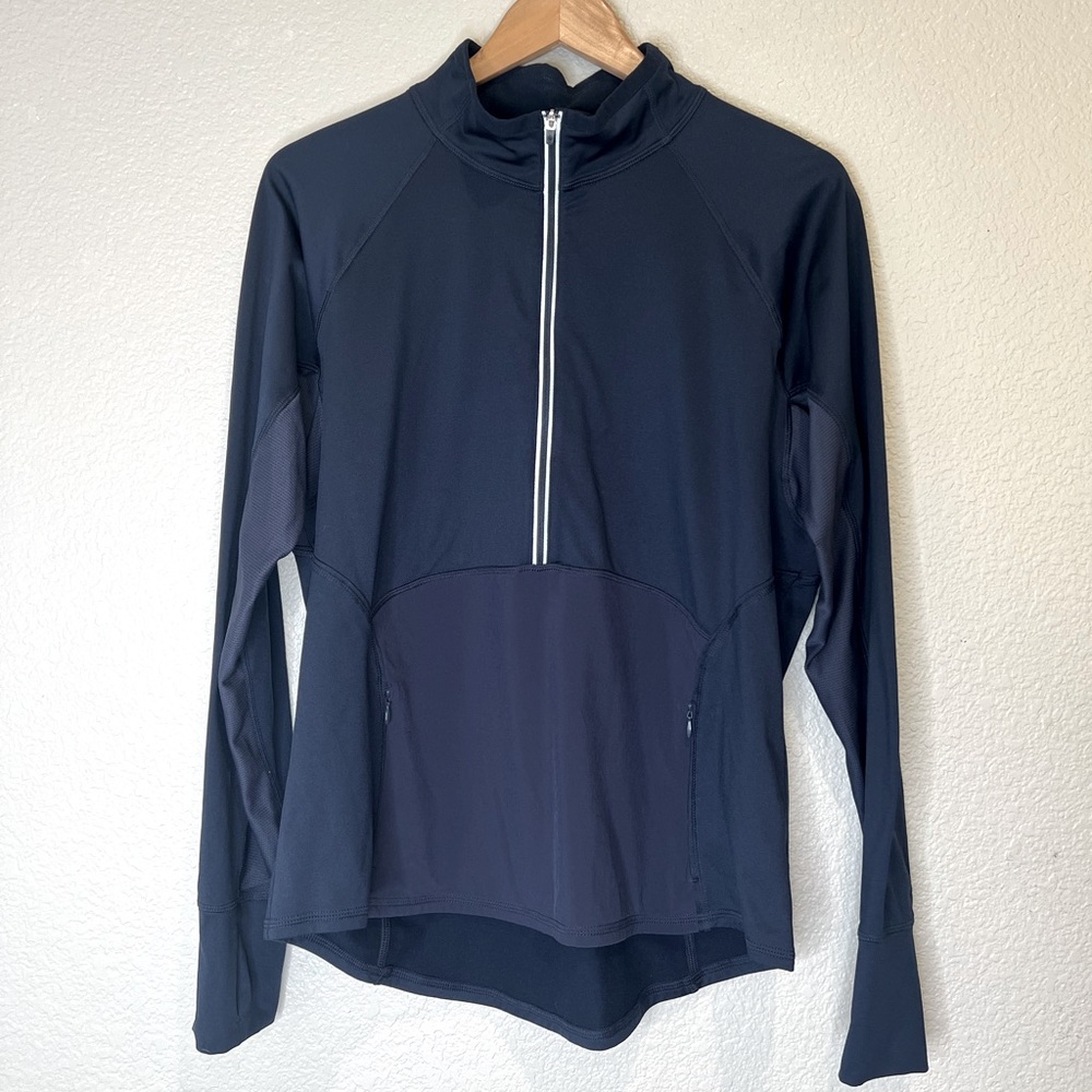 Athleta Navy Half Zip Running Pullover, XL